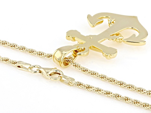 Pre-Owned 14k Yellow Gold Over Sterling Silver Anchor Pendant on 22