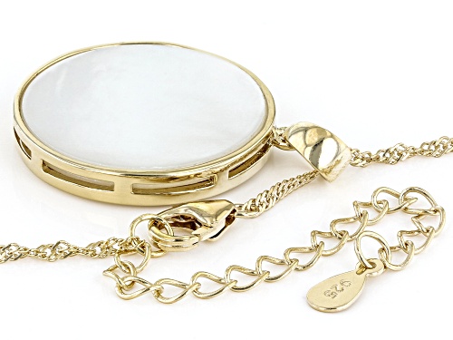 Pre-Owned 20mm Mother-Of-Pearl With 0.10ctw White Zircon 18k Yellow Gold Over Silver Tree Of Life Pe
