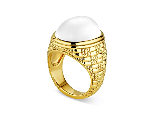 Pre-Owned Judith Ripka Couture Ocean Reef White Agate 18K Gold Vermeil Ring - Size 8