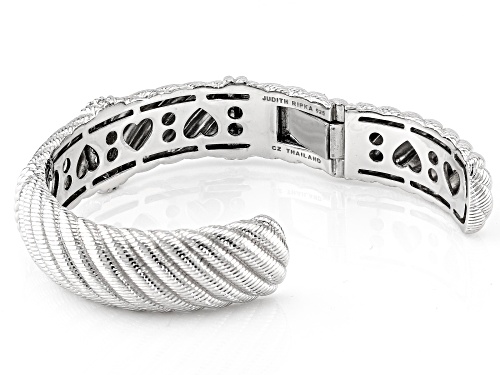 Pre-Owned Judith Ripka 0.77ctw Bella Luce® Rhodium Over Sterling Silver Pia Cuff Bracelet - Size 6.75