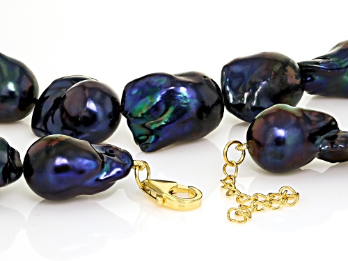 Pre-Owned Genusis™ 15mm Black Cultured Freshwater Pearl 14k Yellow Gold Over Sterling Silver Necklac - Size 20