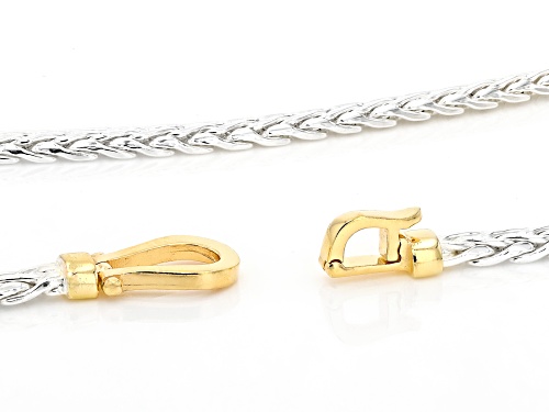 Pre-Owned 18k Yellow Gold Over Sterling Silver and Sterling Silver Two-Tone Wheat Buckle 18