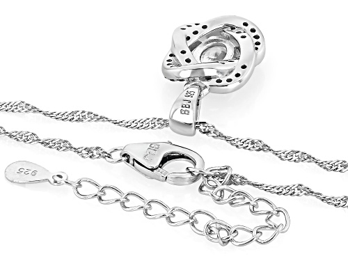 Pre-Owned 1.13ct Oval 0.29ctw Round White Zircon Rhodium Over Sterling Silver Pendant With Chain