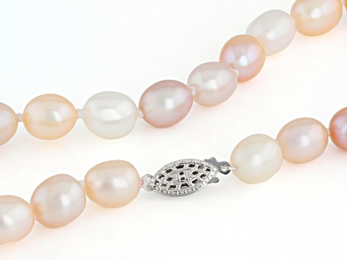 Pre-Owned 8mm Multi-Color Cultured Freshwater Pearl Sterling Silver 18 Inch Strand Necklace - Size 18