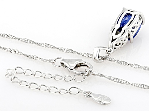 Pre-Owned 2.46ct Kyanite with 0.05ctw White Zircon & Blue Diamond Accent Rhodium Over Silver Pendant