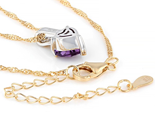 Pre-Owned 1.53ct Canela Amethyst With 0.13ctw Zircon Rhodium & 18K Yellow Gold Over Silver Pendant/C