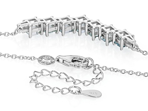 Pre-Owned 1.37ctw Square Aquamarine With 0.05ctw White Zircon Rhodium Over Sterling Silver Necklace - Size 18
