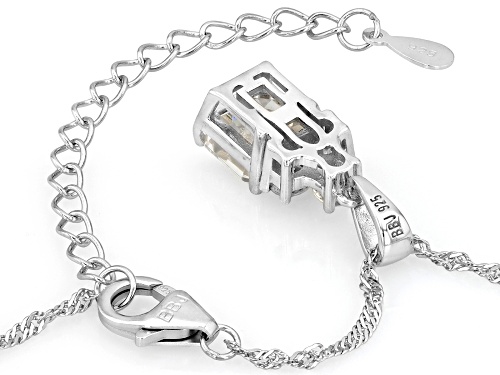Pre-Owned 3.25ct Square Asscher Cut & 0.74ctw Round Strontium Titanate Rhodium Over Silver Pendant/C