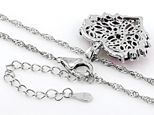 Pre-Owned 1.62ctw Mixed Shapes Lab Ruby With 0.26ctw Lab White Sapphire Rhodium Over Silver Pendant