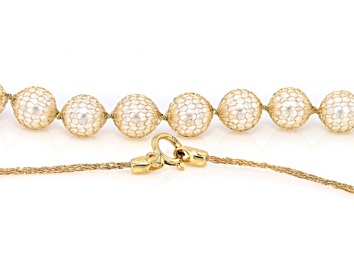 Pre-Owned Splendido Italian Jewelry™ 10k Gold 6mm Pearl Simulant Bubble Crochet D'Tuscano Necklace - Size 20