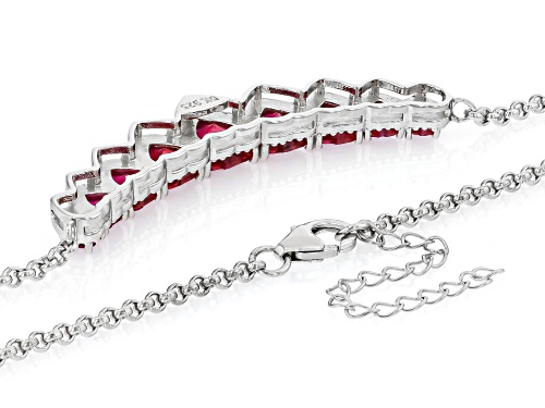 Pre-Owned 7.67ctw Lab Created Ruby Rhodium Over Sterling Silver Necklace - Size 18