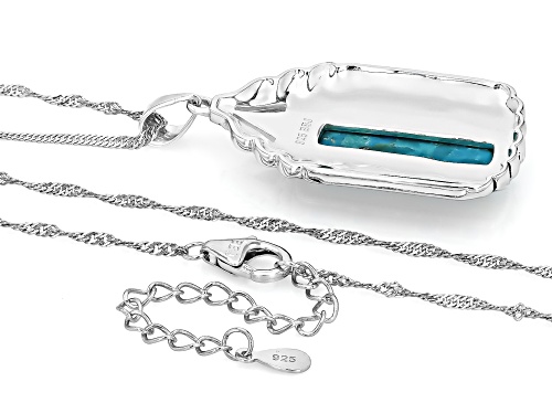 Pre-Owned Southwest Style by JTV™ 22x7mm Turquoise With Enamel Sterling Silver Pendant With Chain