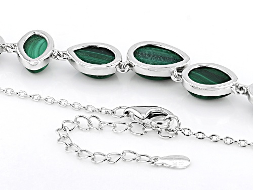 Pre-Owned Fancy Shape Malachite Rhodium Over Sterling Silver Necklace - Size 18