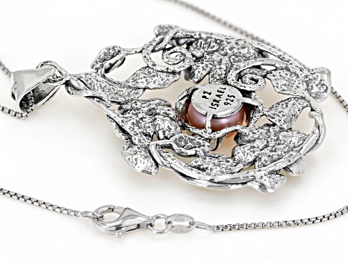 Pre-Owned Artisan Collection of Israel™ Pink Cultured Freshwater Pearl Sterling Silver Floral Pendan