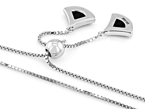 Pre-Owned 8.50mm Black Jadeite Rhodium Over Sterling Silver Necklace - Size 28