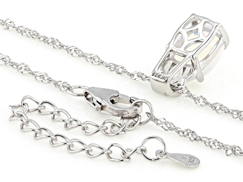 Pre-Owned 1.15ctw Ethiopian Opal Rhodium Over Sterling Silver Pendant with Chain