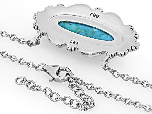 Pre-Owned Southwest Style by JTV™ 28x8mm Blue Turquoise Sterling Silver Bar Necklace - Size 18
