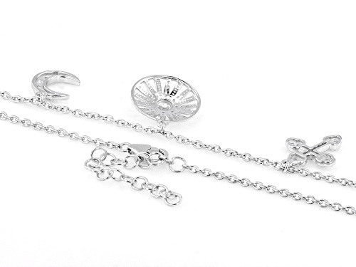 Pre-Owned 1.32ctw Lab Created White Sapphire Rhodium Over Sterling Silver Multi-Charm Necklace - Size 18