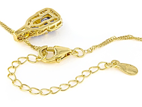 Pre-Owned 0.75ctw Tanzanite With 0.13ctw White Zircon 18k Yellow Gold Over Sterling Silver Pendant w