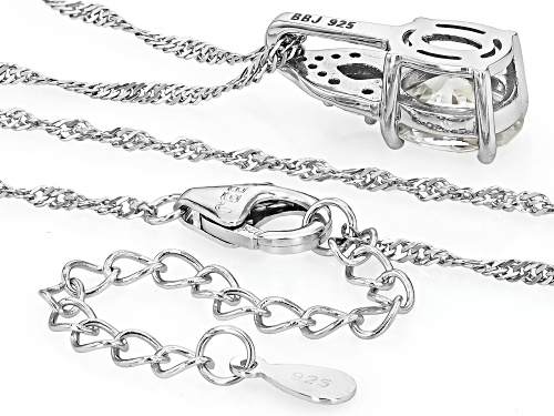 Pre-Owned 2.59ctw Strontium Titanate Rhodium Over Silver Pendant with Chain