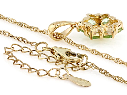 Pre-Owned 1.03ctw Mint Tsavorite 18k Yellow Gold Over Sterling Silver Pendant With Chain