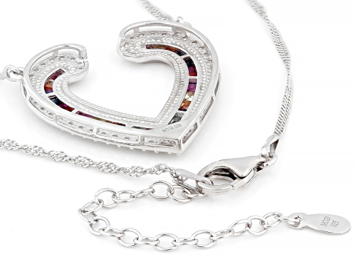 Pre-Owned 2.11ctw Lab Created Multi-Color Sapphire Platinum Over Sterling Silver Necklace - Size 18