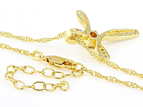 Pre-Owned MOISSANITE FIRE® & CHAMPAGNE MOISSANITE .46CTW DEW 14K YELLOW GOLD OVER SILVER CROSS PENDA