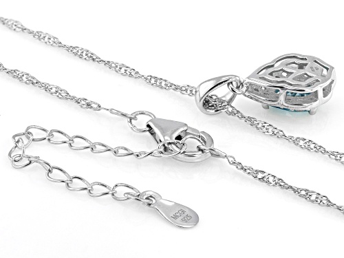 Pre-Owned 1.17ct Blue with 0.18ctw White Zircon Rhodium Over Sterling Silver Pendant with Chain