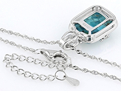 Pre-Owned 16x12mm Turquoise Rhodium Over Sterling Silver Pendant with Chain