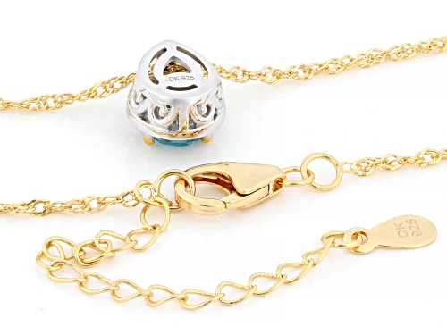 Pre-Owned .94ct Blue Zircon with .07ctw White Zircon Rhodium & 18k Yellow Gold Over Silver Pendant w