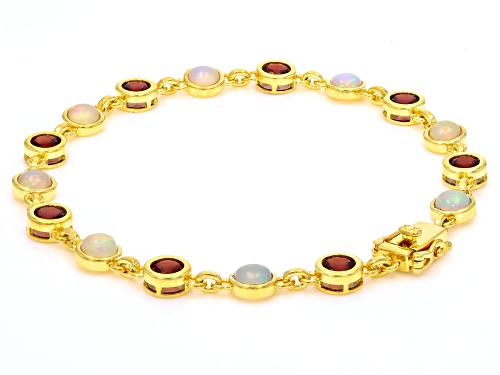 Pre-Owned Misty's Holiday Collection Ethiopian Opal, Red Garnet 18k Yellow Gold Over Sterling Silver - Size 8