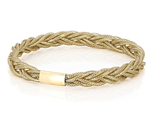 Pre-Owned Splendido Italian Jewelry™ 10k Yellow Gold 7.5mm Double Braded Mesh Bangle Bracelet