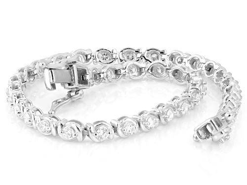 Pre-Owned Prazana®Lab-Grown Diamonds 1.50ctw Round Diamond Rhodium Over Sterling Silver Tennis Brace - Size 7