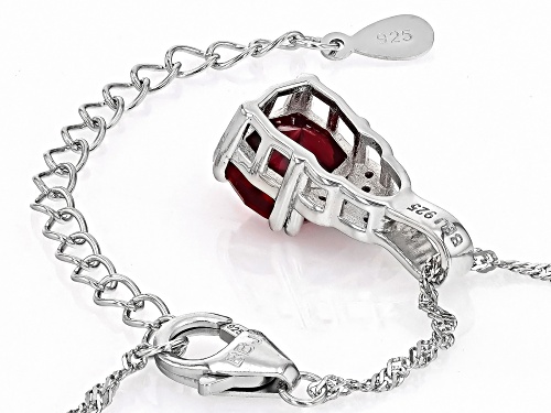 Pre-Owned 3.06ct Cushion And 0.06ctw Round Lab Created Ruby Rhodium Over Silver Pendant With Chain