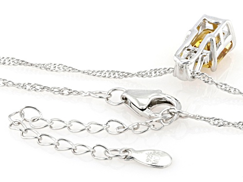 Pre-Owned 1.19ct Citrine with 0.03ctw Yellow Diamond Rhodium Over Sterling Silver Pendant with Chain