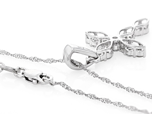 Pre-Owned Prazana® Lab-Grown Diamonds 0.75ctw White Diamond Rhodium Over Sterling Silver Cross Penda