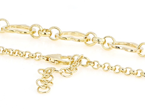 Pre-Owned 18k Yellow Gold Over Bronze Heart Station 18