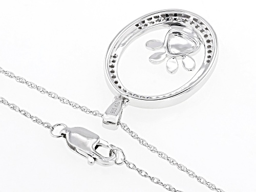 Pre-Owned 0.17ctw Round White Diamond Rhodium Over Sterling Silver Paw Print Pendant With Rope Chain