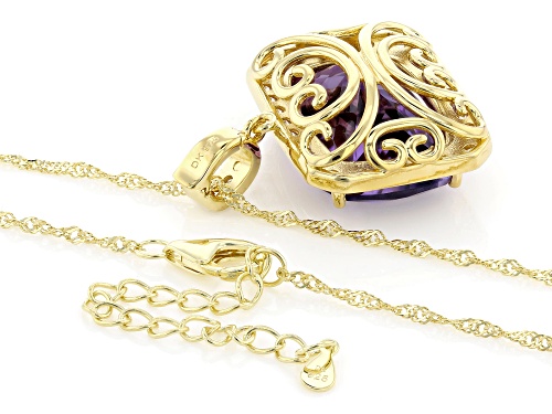 Pre-Owned 15.00ct Canela Amethyst With 0.53ctw White Zircon 18k Yellow Gold Over Silver Pendant With