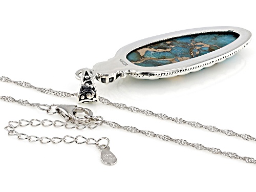 Pre-Owned Southwest Style by JTV™ 37x15mm Blue Turquoise Sterling Silver Pendant With 18