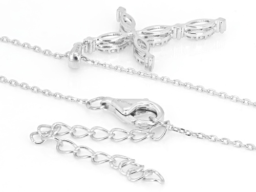 Pre-Owned Prazana® Lab-Grown Diamonds 0.35ctw Round Diamond Rhodium Over Silver Cross Pendant/Chain,