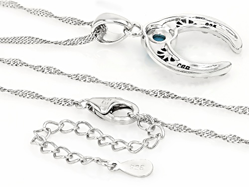 Pre-Owned Southwest Style by JTV™ 5mm Blue Turquoise Oxidized Sterling Silver Pendant With Chain