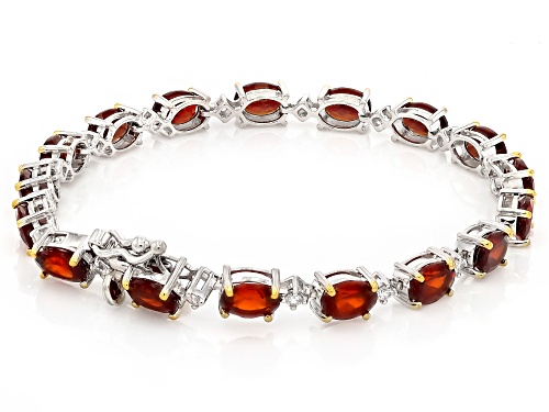 Pre-Owned 17.59ctw Hessonite Garnet with White Zircon Rhodium and 18K Gold Over Silver Bracelet - Size 8