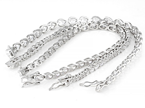 Pre-Owned Bella Luce® Ottone 35.12ctw White Diamond Simulant Rhodium Plated Bracelet Set of 3 - Size 7.25