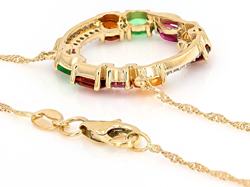 Pre-Owned 1.84ctw Multi-Garnet With .09ctw White Diamond Accent 10k Yellow Gold Pendant With Chain