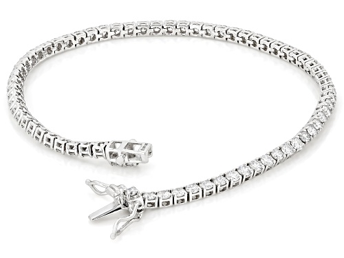 Pre-Owned Prazana® Lab-Grown Diamonds 4.00ctw Round Diamond Rhodium Over Silver Tennis Bracelet, G-H - Size 7.25