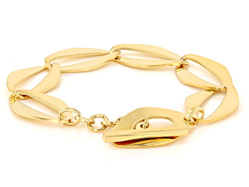 Pre-Owned Moda Al Massimo® 18k Yellow Gold Over Bronze Elongated Curb Bracelet. Made in Italy. - Size 8