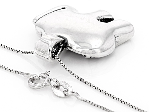 Pre-Owned Oxidized Sterling Silver Glitter Elephant Pendant With 18 Inch Box Chain