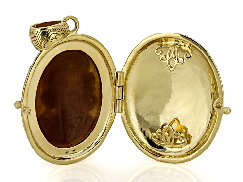 Pre-Owned Cameo Italiano 29x22mm Portrait Cameo 18k Yellow Gold Over Sterling Silver Locket Pendant