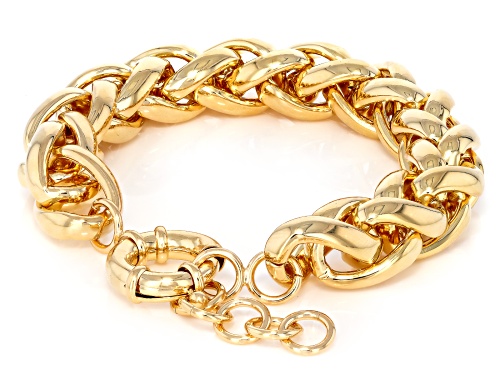 Pre-Owned Moda Al Massimo® 18k Yellow Gold Over Bronze 15.5mm Spiga Bracelet. Made in Italy. - Size 8